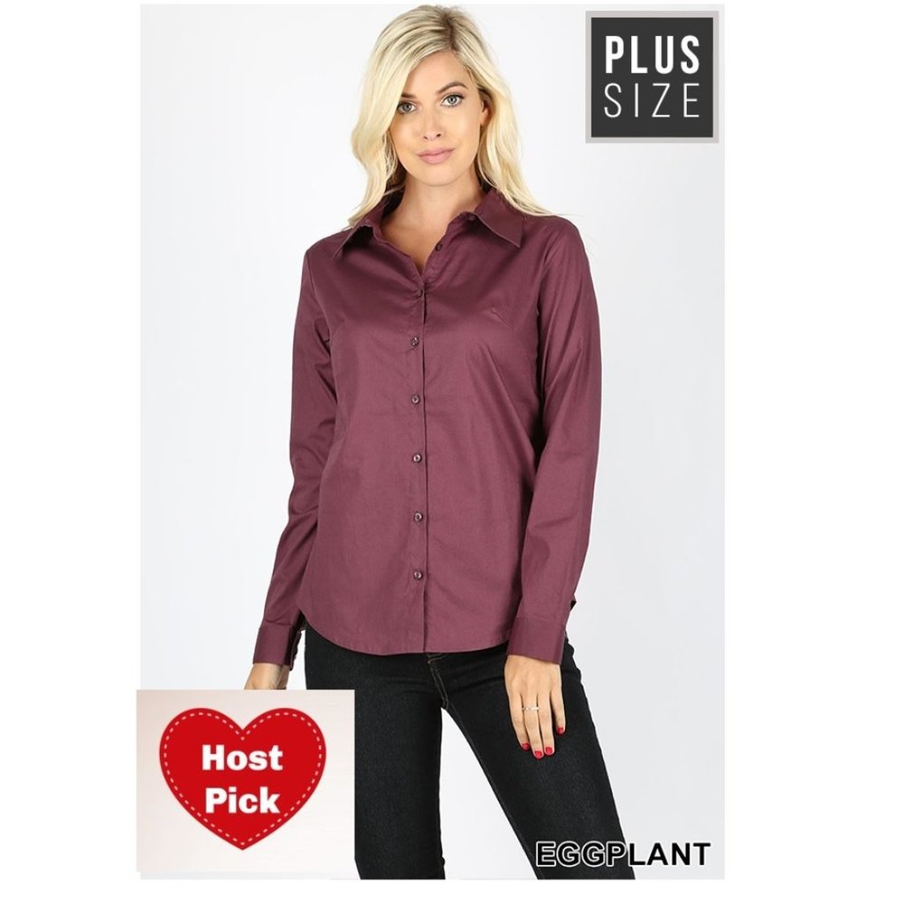 Plus Size Buttoned Dress Shirt Classic Design for office and formal occasions